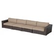Living Source International Wicker Patio Sofa with Cushions in Brown/Beige