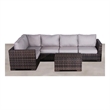 Living Source Intl 6-Piece Wicker / Rattan Sectional Set w/ Cushions in Espresso