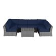 Living Source International 7-Piece Outdoor Seating Set w/ Cushions in Gray/Blue