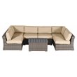 Living Source International 7-Piece Wicker Outdoor Set w/ Cushions in Gray/Beige