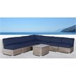 Living Source International 8-Piece Sectional Set with Cushions - Gray/Navy Blue