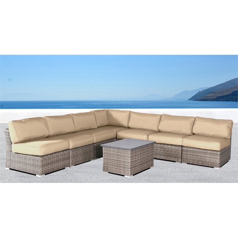 Living Source International 8-Piece Sectional Set with Cushions in Gray/Beige