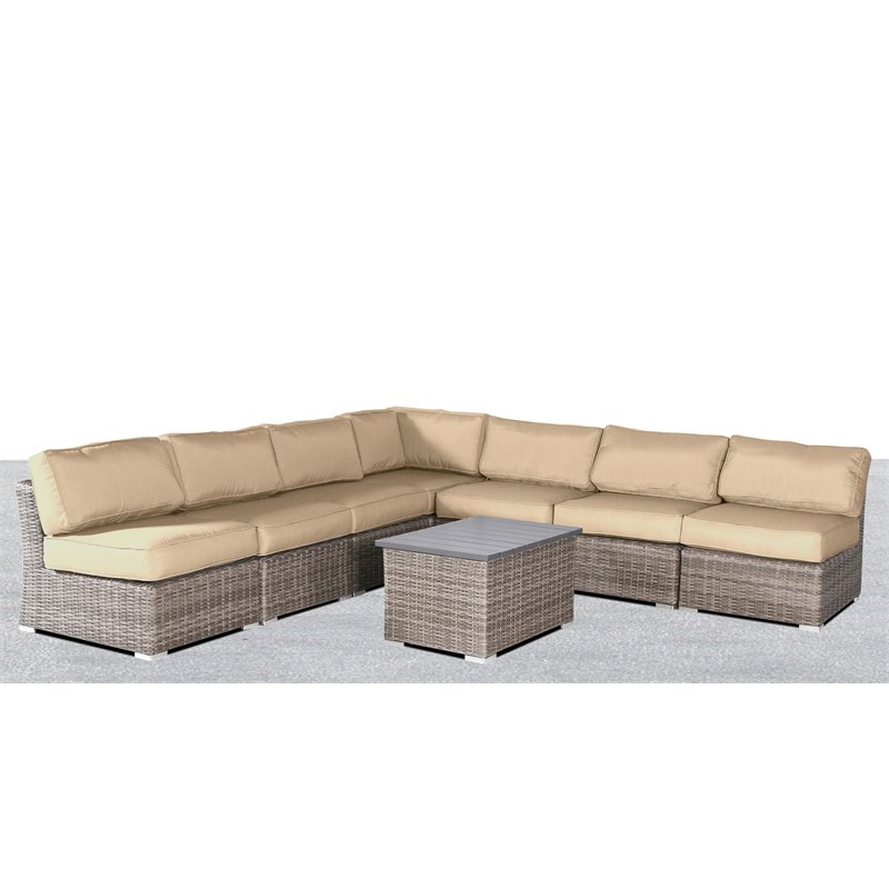 Living Source International 8-Piece Sectional Set with Cushions in Gray/Beige