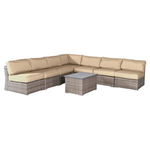 living source international 8-piece sectional set with cushions in gray/beige