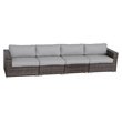 Living Source International Wicker Patio Sofa with Cushions in Brown/Gray