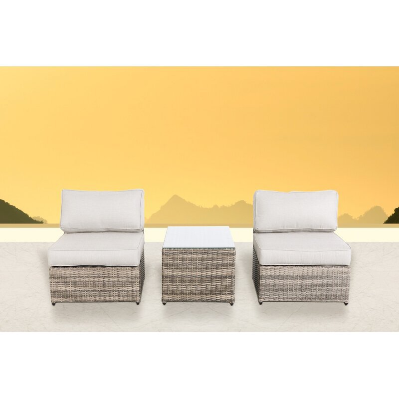 Living Source International 3-Piece Wicker/Rattan Sectional Set in Gray
