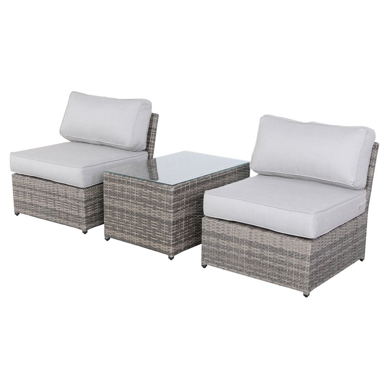 Living Source International 3-Piece Wicker/Rattan Sectional Set in Gray
