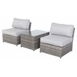 Living Source International 3-Piece Wicker/Rattan Sectional Set in Gray