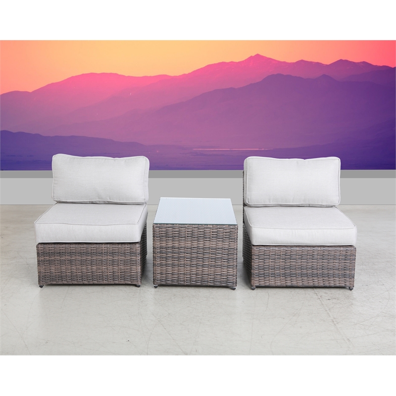 Living Source International 2-Person Seating Group with Cushions in Gray/Brown