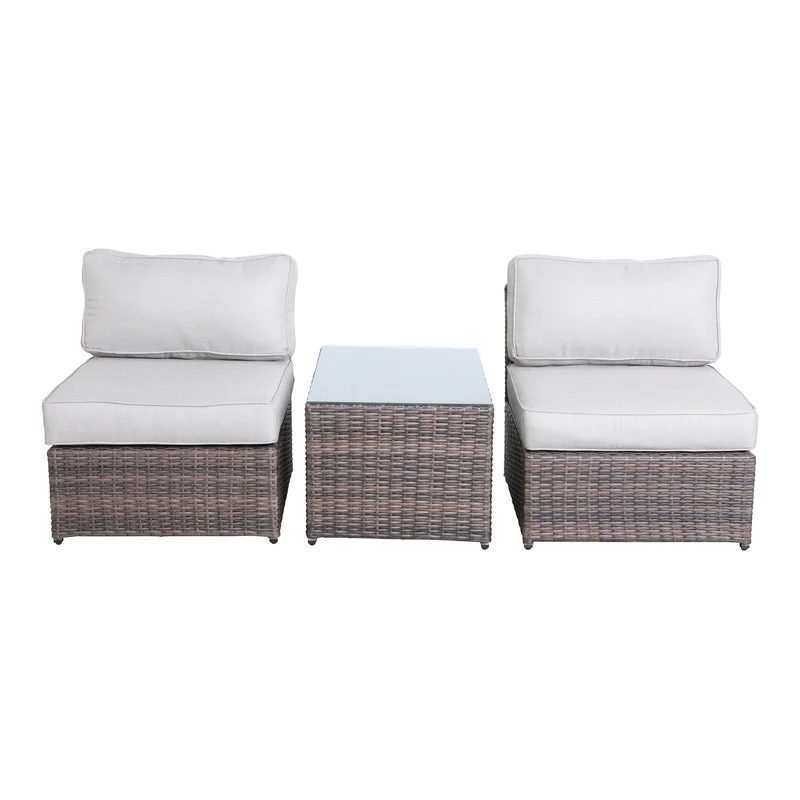 Living Source International 2-Person Seating Group with Cushions in Gray/Brown