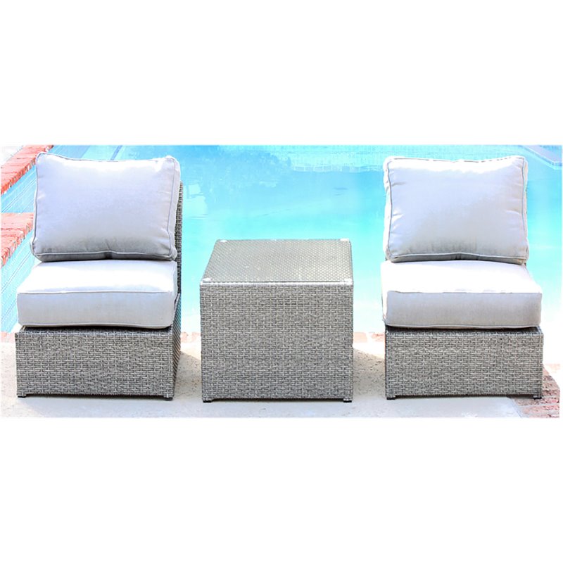 Living Source International 3-Piece Patio Furniture Set with Cushions in Gray