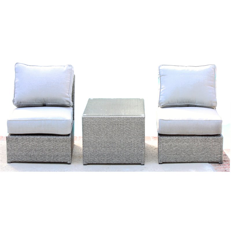 Living Source International 3-Piece Patio Furniture Set with Cushions in Gray