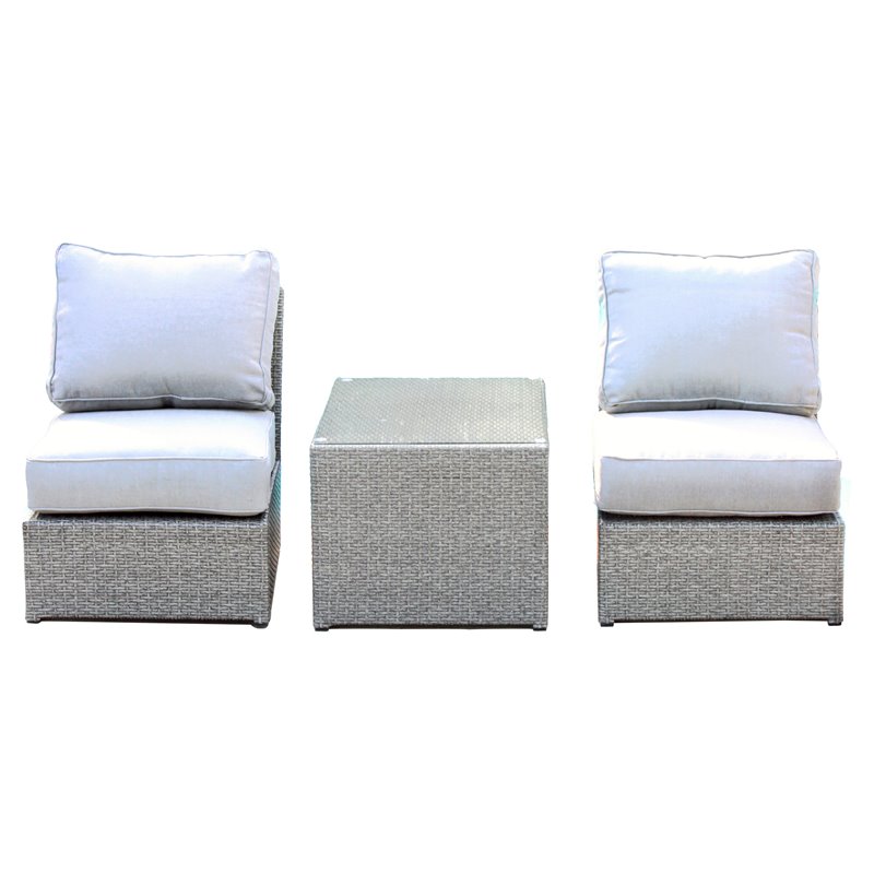 Living Source International 3-Piece Patio Furniture Set with Cushions in Gray