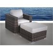 Living Source International Wicker/Rattan Armchair and Ottoman in Espresso/Gray