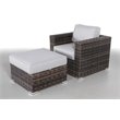Living Source International Wicker/Rattan Armchair and Ottoman in Espresso/Gray