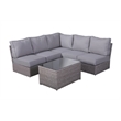 Living Source Intl 6-Piece Wicker / Rattan Sectional Set with Cushions in Gray