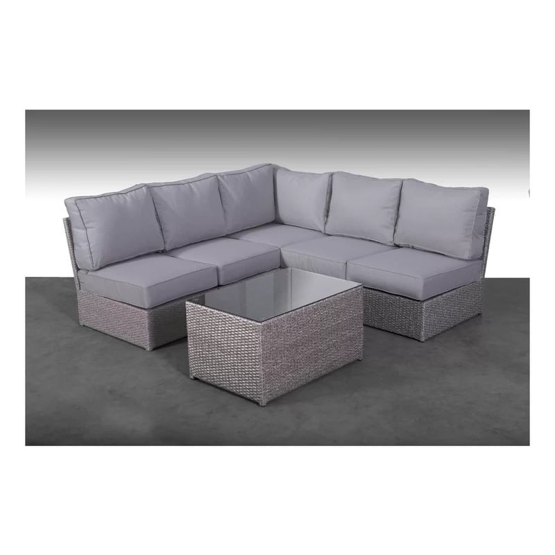 Living Source Intl 6-Piece Wicker / Rattan Sectional Set with Cushions in Gray