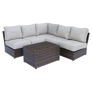 living source international 6-piece sectional set w/ cushions in espresso finish