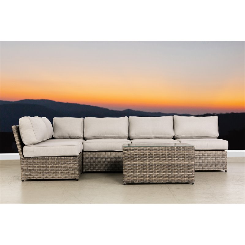 Living Source International 6-Piece Outdoor Conversation Set w/ Cushion - Gray