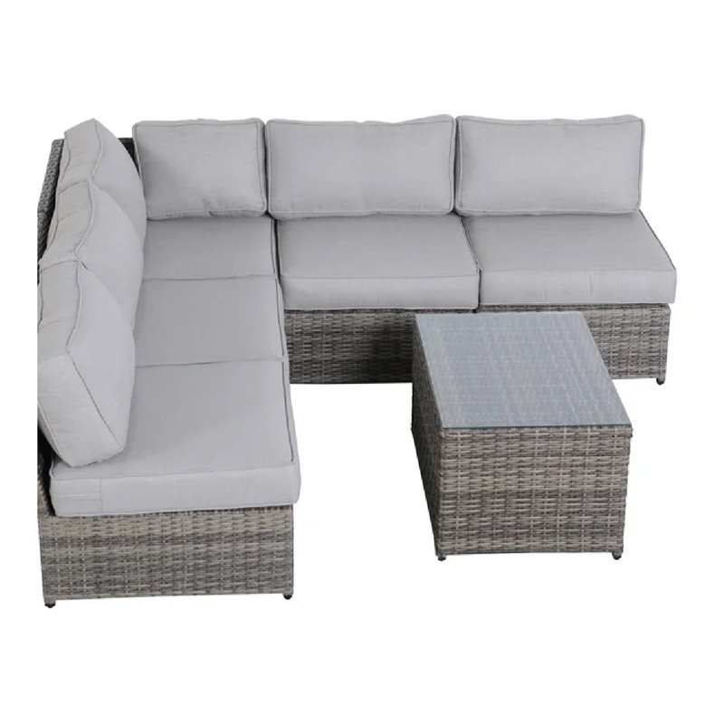 Living Source International 6-Piece Outdoor Conversation Set w/ Cushion - Gray