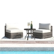 Living Source International 2PC Wicker / Rattan Seating Group w/Cushions in Gray
