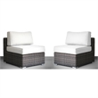 Living Source International 2PC Wicker / Rattan Seating Group w/Cushions in Gray