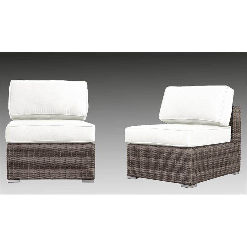 Living Source International 2-Piece Wicker Seating Group with Cushions in Gray