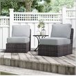 Living Source International Armless Patio Chairs in Gray/Brown (Set of 2)