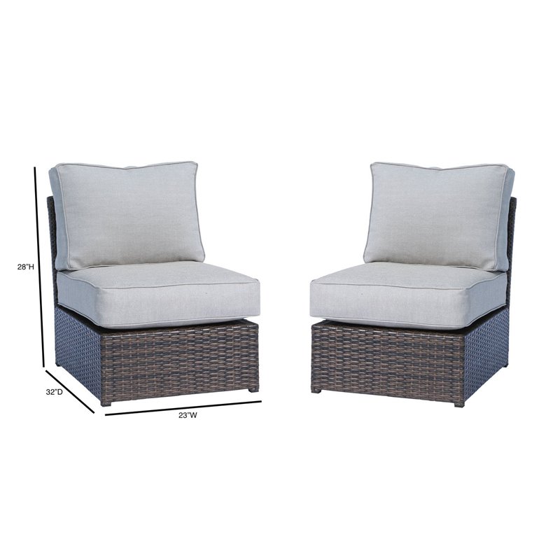 Living Source International Armless Patio Chairs in Gray/Brown (Set of 2)