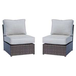 living source international armless patio chairs in gray/brown (set of 2)