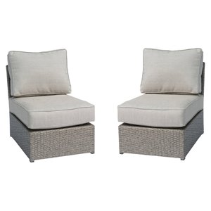 living source international armless patio chairs with cushion in gray (set of 2)