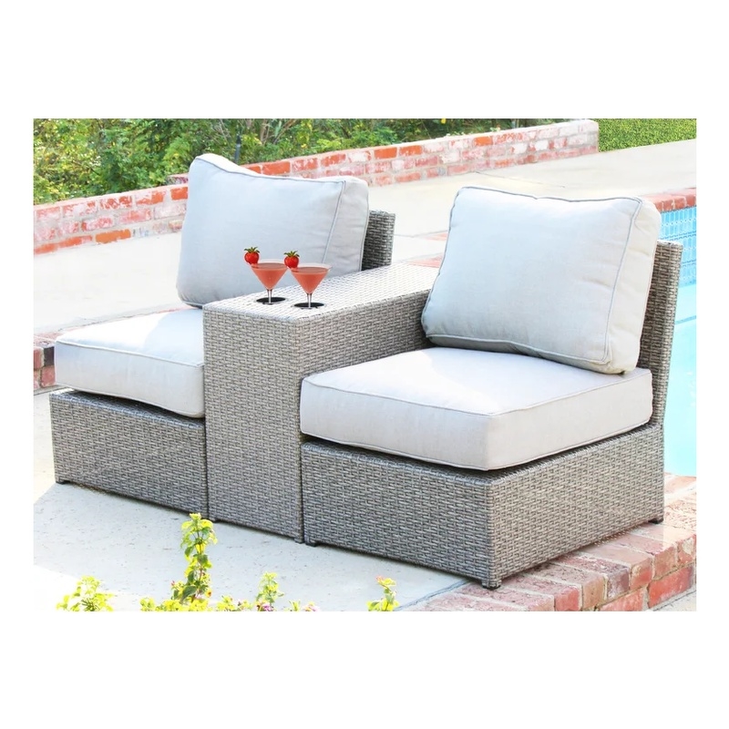 Living Source International 3-Piece Wicker / Rattan Patio Furniture Set in Gray