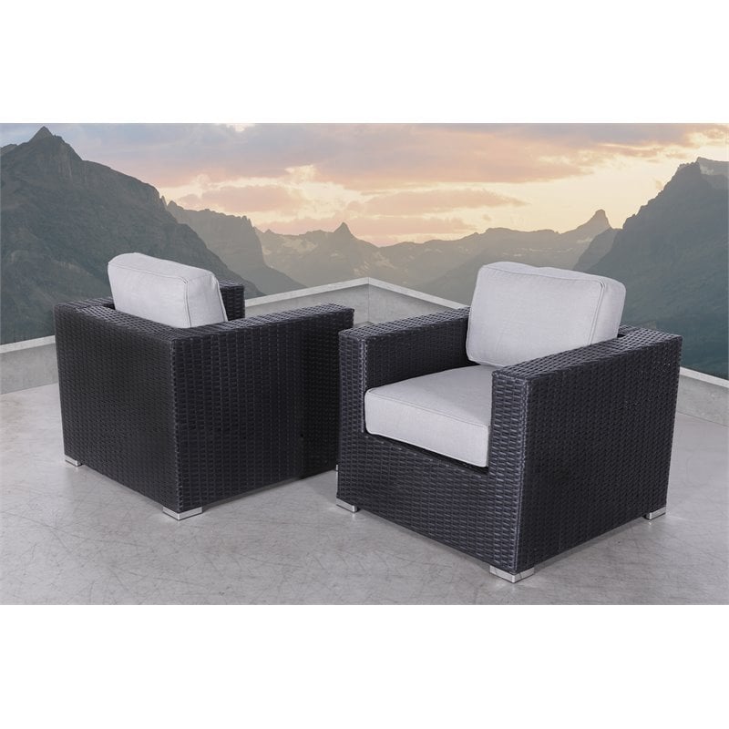 Living Source International Patio Chairs with Cushions in Gray/Black (Set of 2)