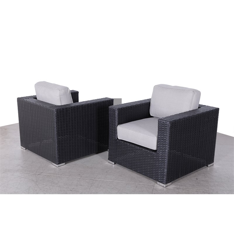 Living Source International Patio Chairs with Cushions in Gray/Black (Set of 2)