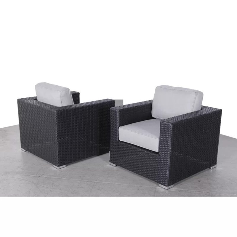 Living Source International Patio Chairs with Cushions in Black/Gray (Set of 2)