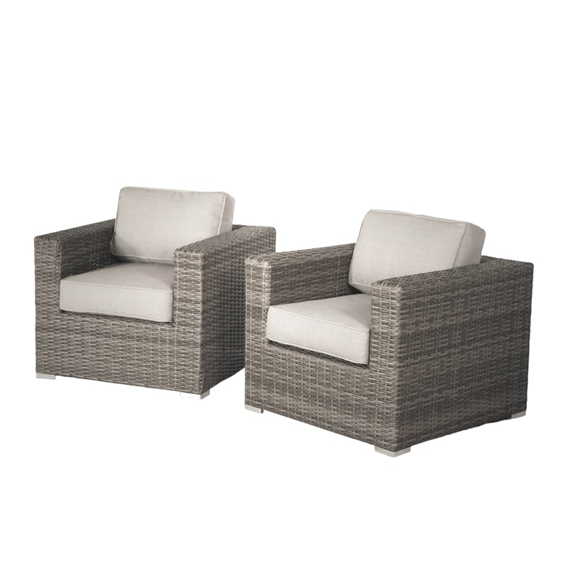 Living Source International Wicker / Rattan Loveseat w/ Cushions in Brown/Beige