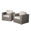 Living Source International Wicker / Rattan Loveseat w/ Cushions in Brown/Beige