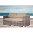 Living Source International Wicker / Rattan Loveseat w/ Cushions in Brown/Beige
