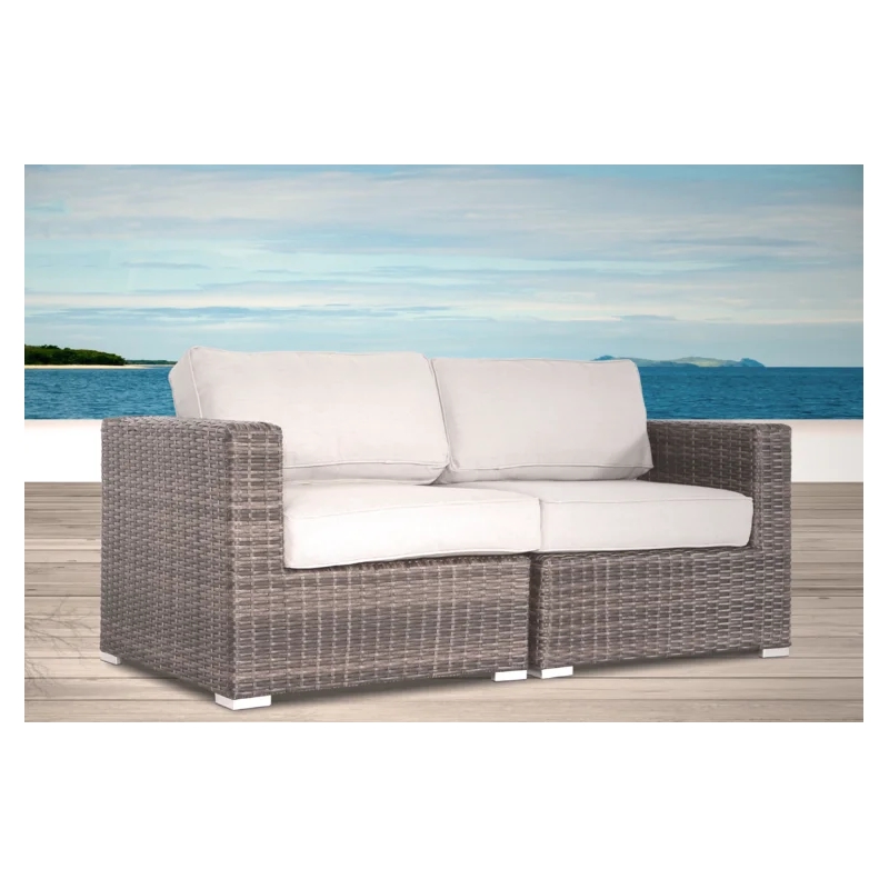 Living Source International Outdoor Wicker / Rattan Loveseat w/Cushions in Brown