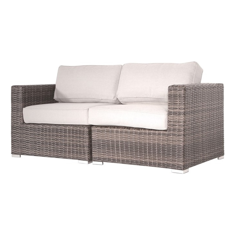 Living Source International Outdoor Wicker / Rattan Loveseat w/Cushions in Brown