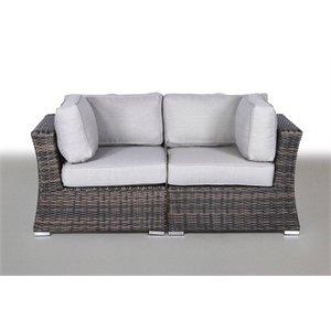 Living Source International Outdoor Wicker Loveseat w/ Cushions in Espresso/Gray