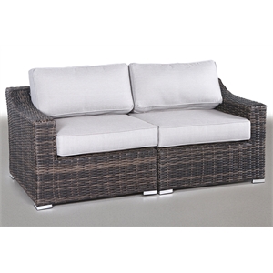 Living Source International Outdoor Wicker Loveseat w/ Cushion in Espresso/Gray