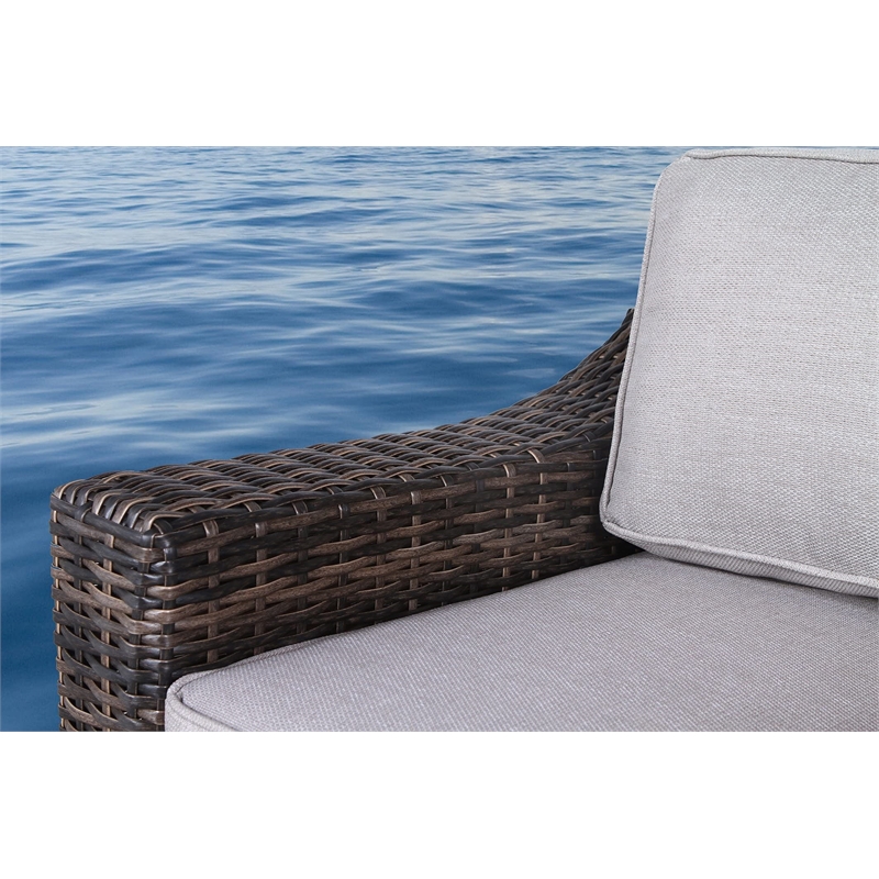 Living Source International Outdoor Wicker Loveseat w/ Cushion in Espresso/Gray