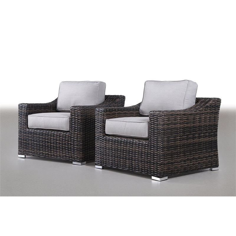 Living Source International Patio Chair with Cushion in Espresso/Gray (Set of 2)