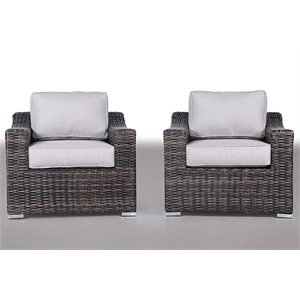 Living Source International Patio Chair with Cushion in Espresso/Gray (Set of 2)