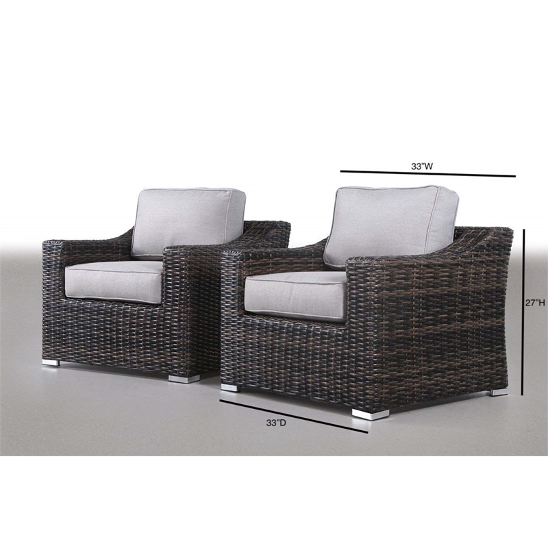 Living Source International Patio Chair with Cushion in Espresso/Gray (Set of 2)