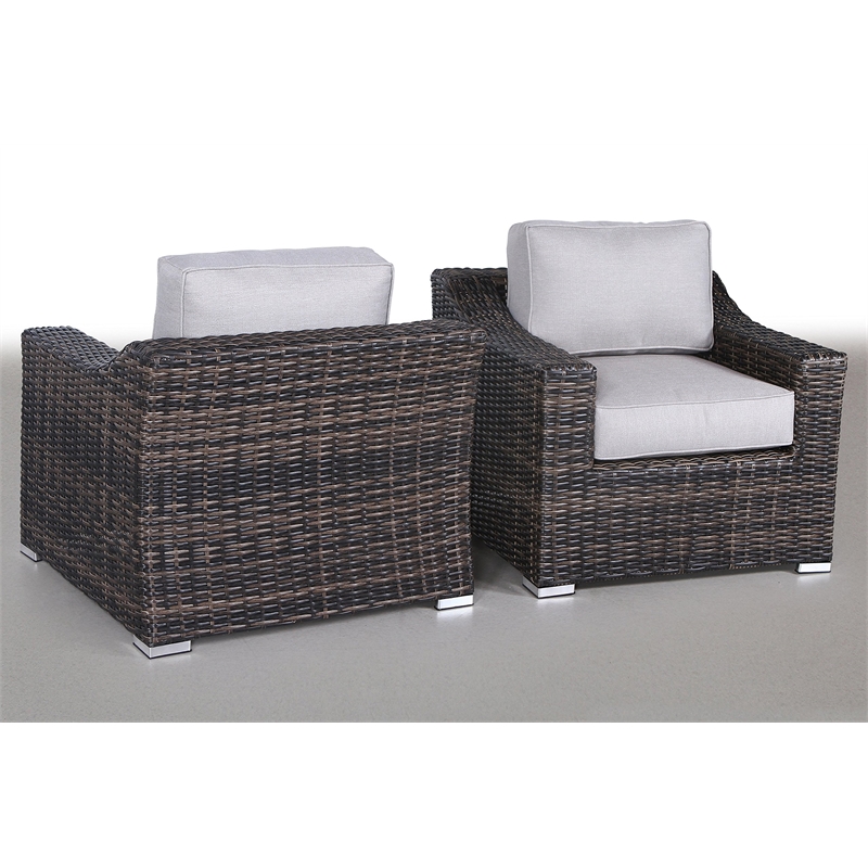 Living Source International Patio Chair with Cushion in Espresso/Gray (Set of 2)