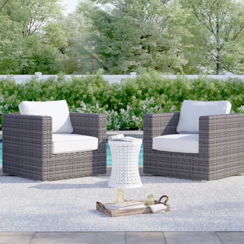 Living Source International Patio Chairs w/Cushions in Espresso/Gray (Set of 2)