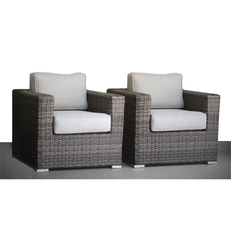 Living Source International Patio Chairs w/Cushions in Espresso/Gray (Set of 2)