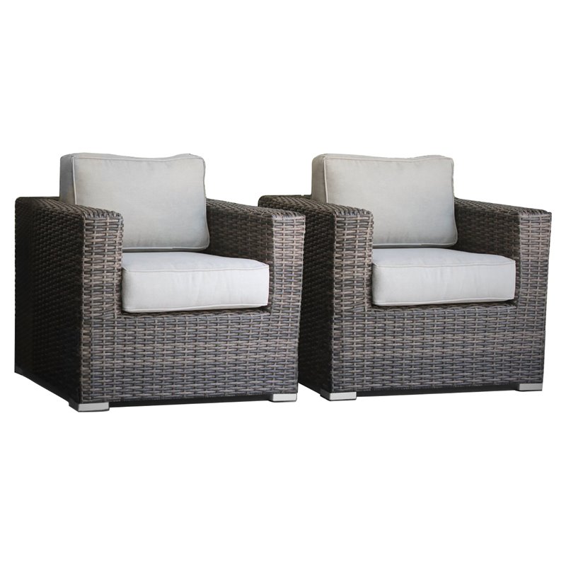 Living Source International Patio Chairs w/Cushions in Espresso/Gray (Set of 2)